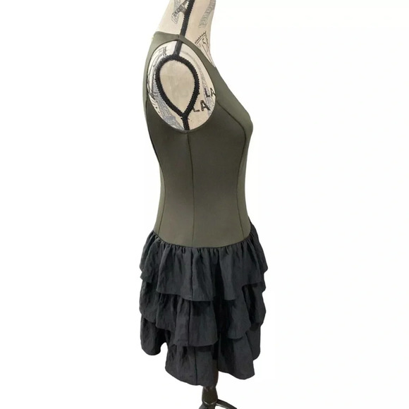NWT RACHEL Rachel Roy Dark Green Black with Glitter Dress Tiered Ruffles - Picture 8 of 10